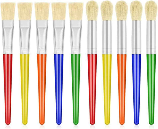 10Pcs Acrylic Paint Brushes for Preschool Kids,Round and Flat - TTpen