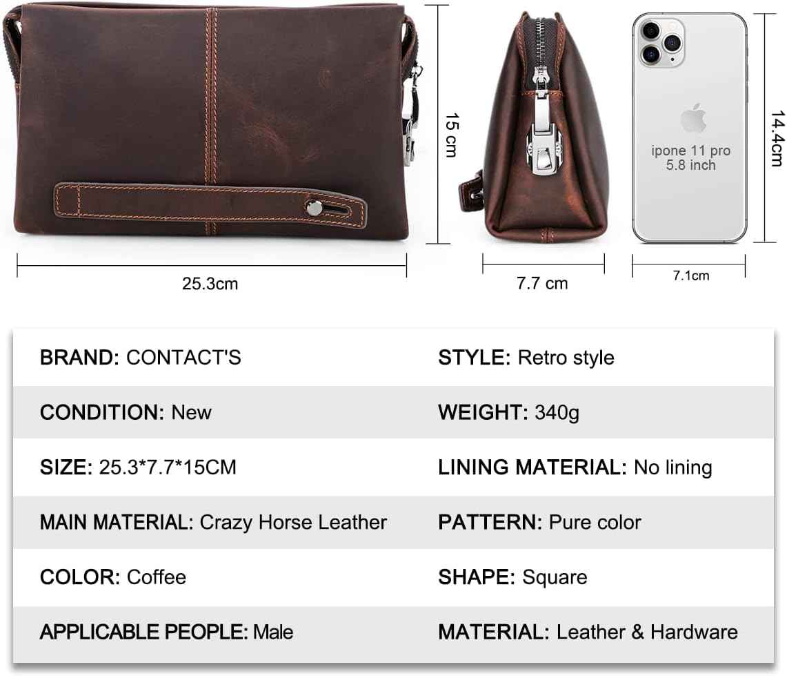 Genuine Leather Men Clutch Purse Bag Wallet Anti Theft