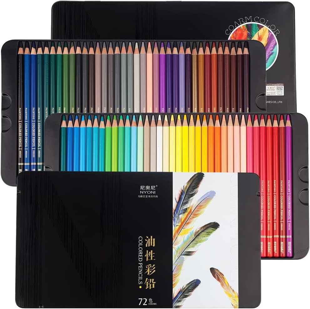 NYONI Professional 72 Colored Drawing Pencils Tin Box - TTpen