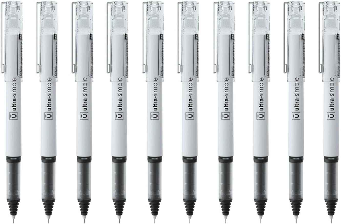 M&G 10Pcs Liquid Rollerball Pens 0.5mm Ultra Fine Point Black Ink Quick Dry - TTpen