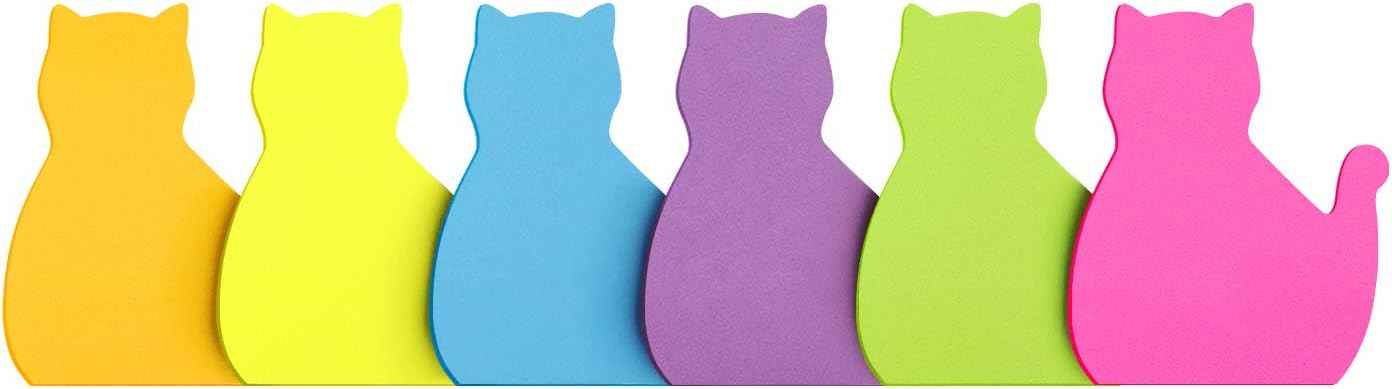 Cat Shape Sticky Note 6 Color 75 Sheets/Pad - TTpen
