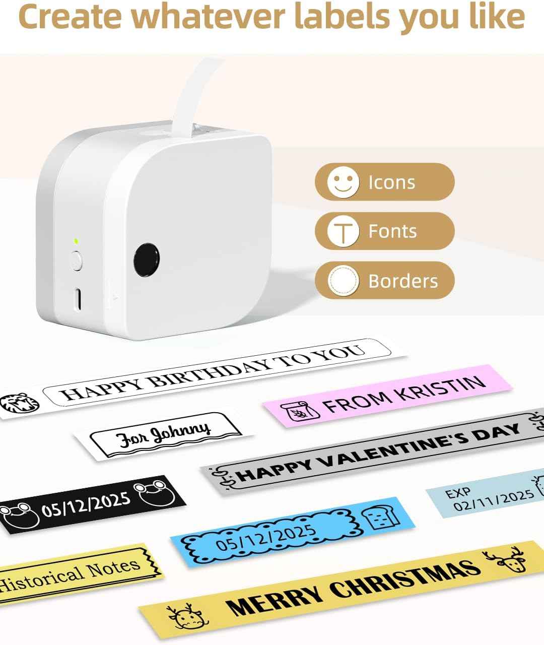 Label Tape (12mm X 4m),Black on White,for DYMO Letra Tag Phomemo P12 - TTpen