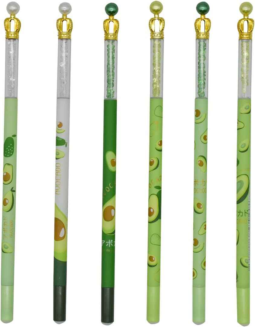 12PCS Juicy Avocado Shiny Crown Gel Pens 0.5mm Black Ink For Kids School - TTpen
