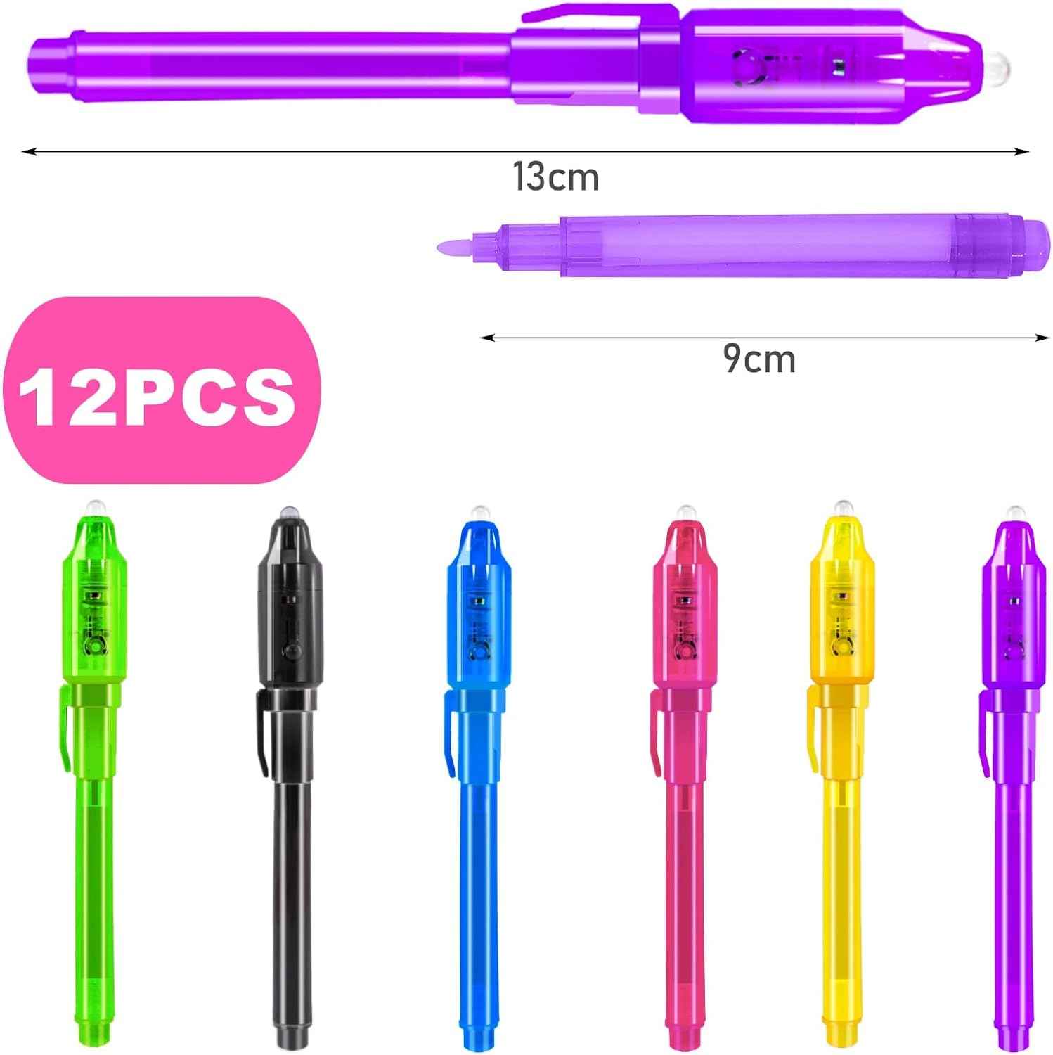 12PCS Invisible Ink Pen,Spy Pen with UV Light for Kids - TTpen