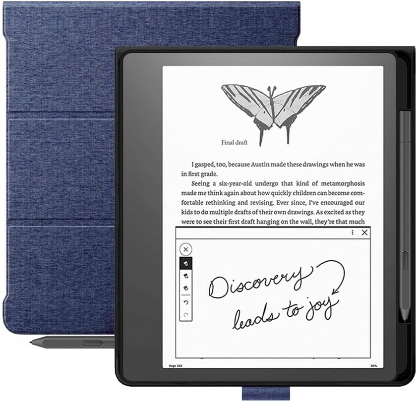 Trifold Stand Case for Kindle Scribe 10.2 Inch - with Pen Holder Dark Blue