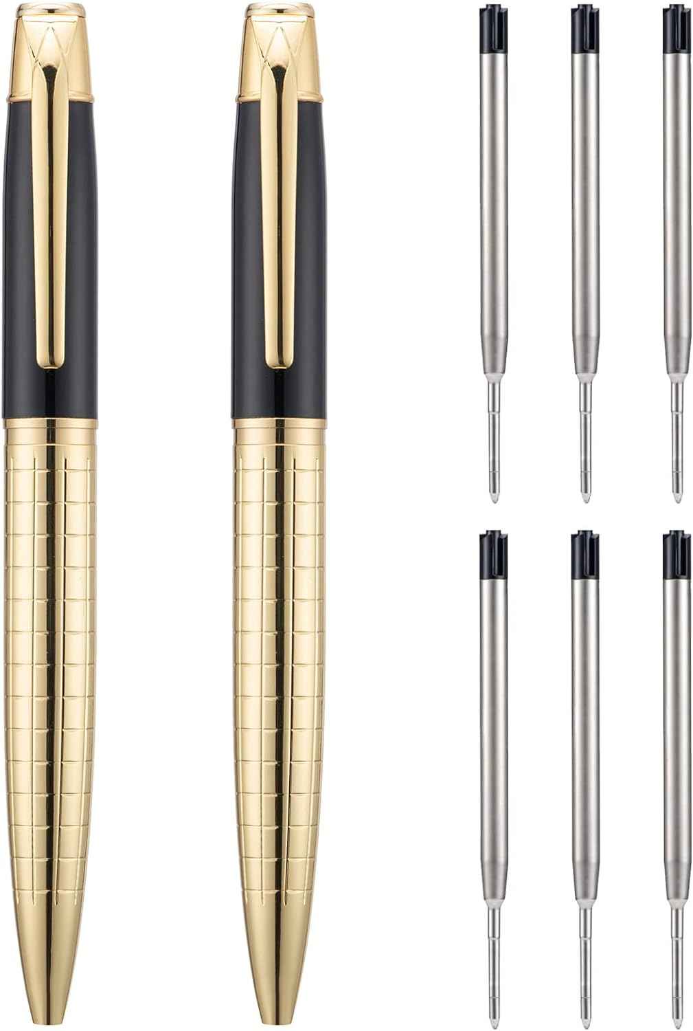 2pcs Twistable Metal Ballpoint Pens with 6 Extral Refills Set - TTpen