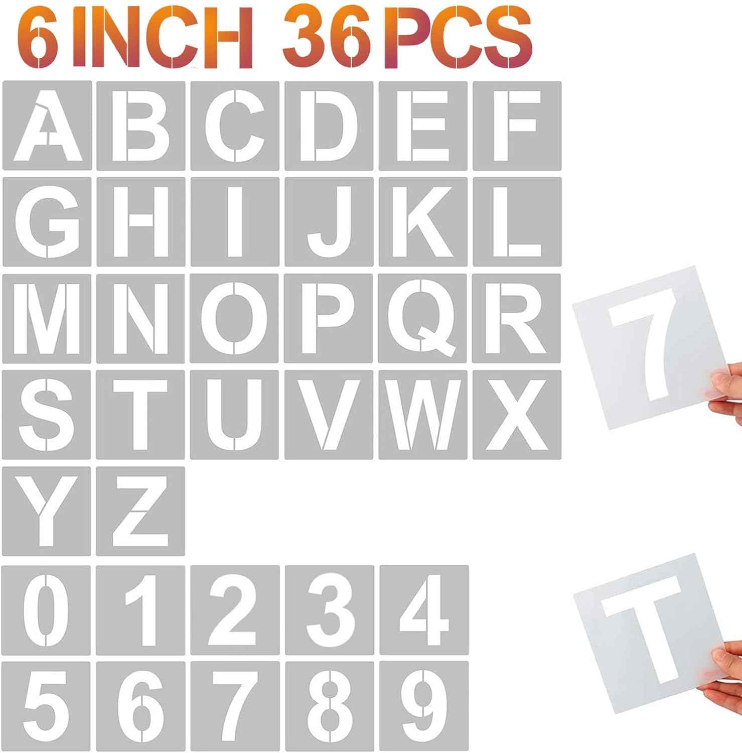 6 Inch 36PCS Reusable Plastic Letter Stencils and Numbers - TTpen