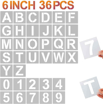 6 Inch 36PCS Reusable Plastic Letter Stencils and Numbers - TTpen