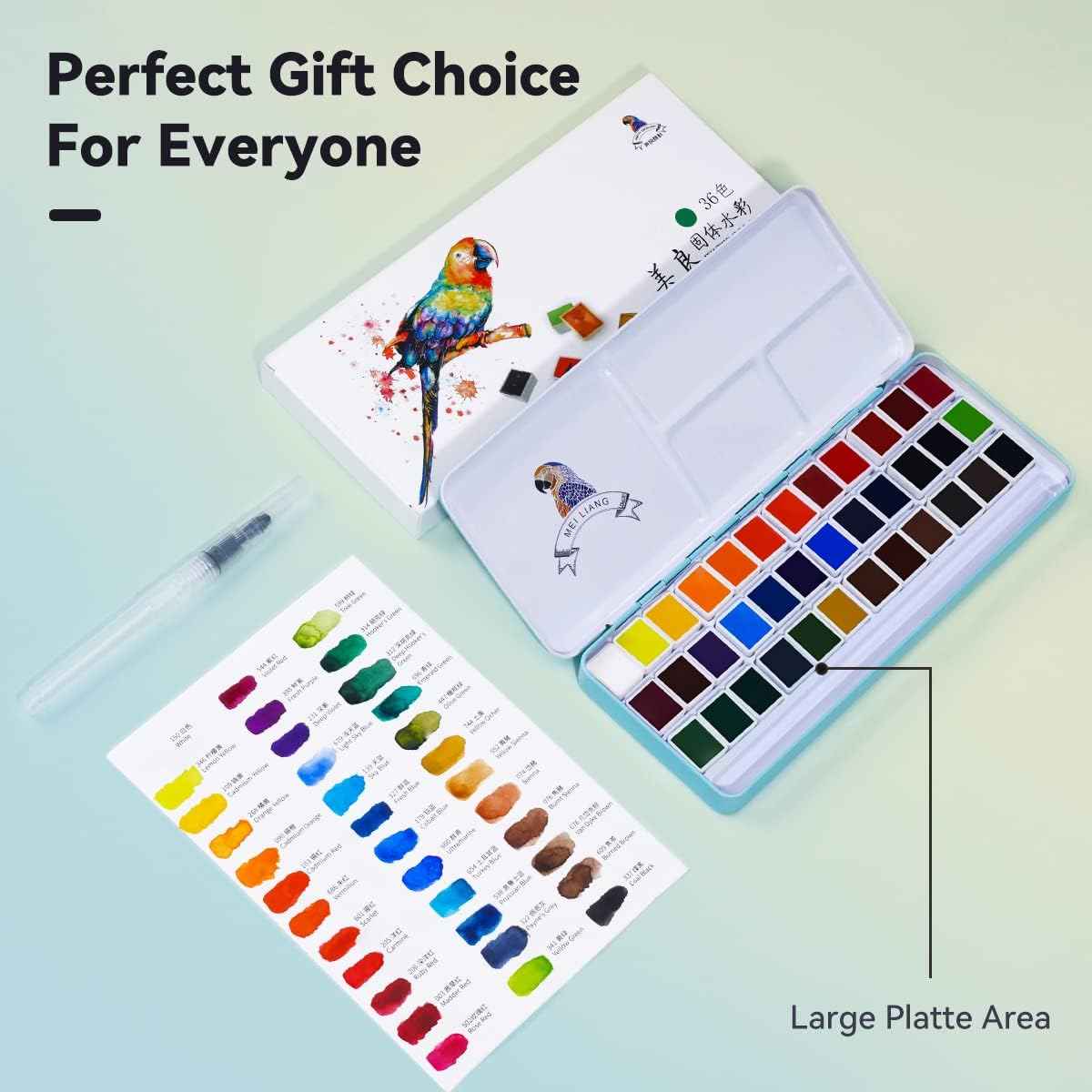 Meiliang Watercolor Paint Set,36 Vivid Colors,with Watercolor Brush - TTpen