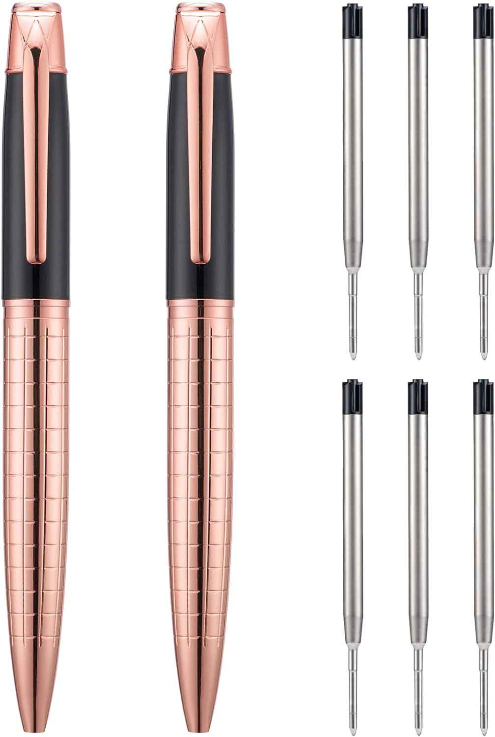 2pcs Twistable Metal Ballpoint Pens with 6 Extral Refills Set - TTpen