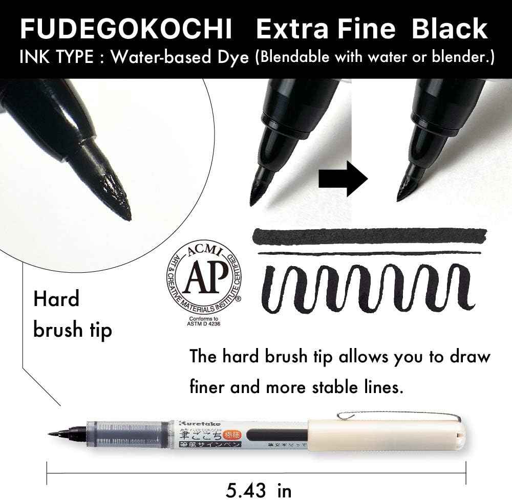Kuretake Zig Inktober Brush Pen Set for Manga Drawing Calligraphy 3 Pack