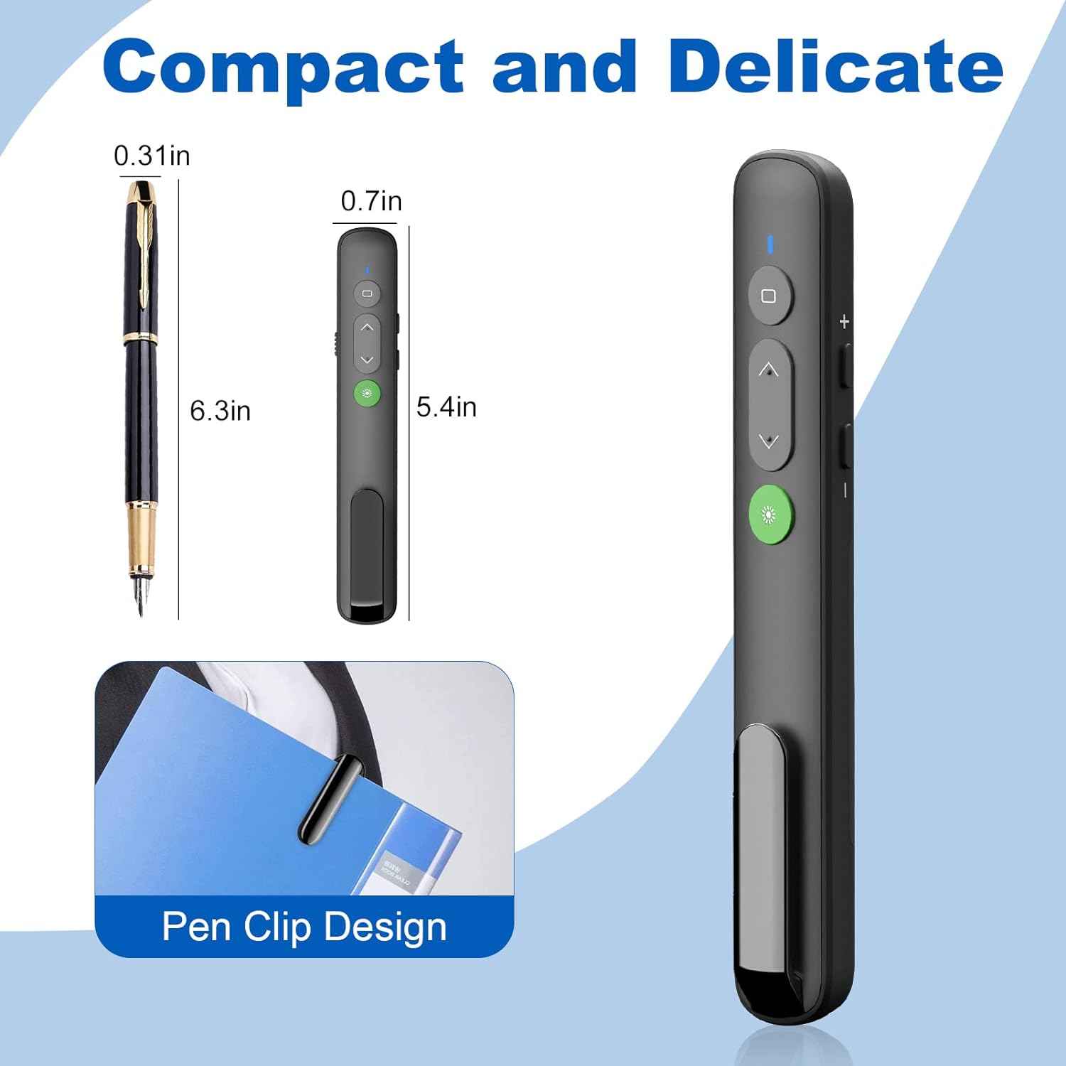 Red/Green Laser Presentation Clicker PowerPoint Wireless Presenter Remote - TTpen