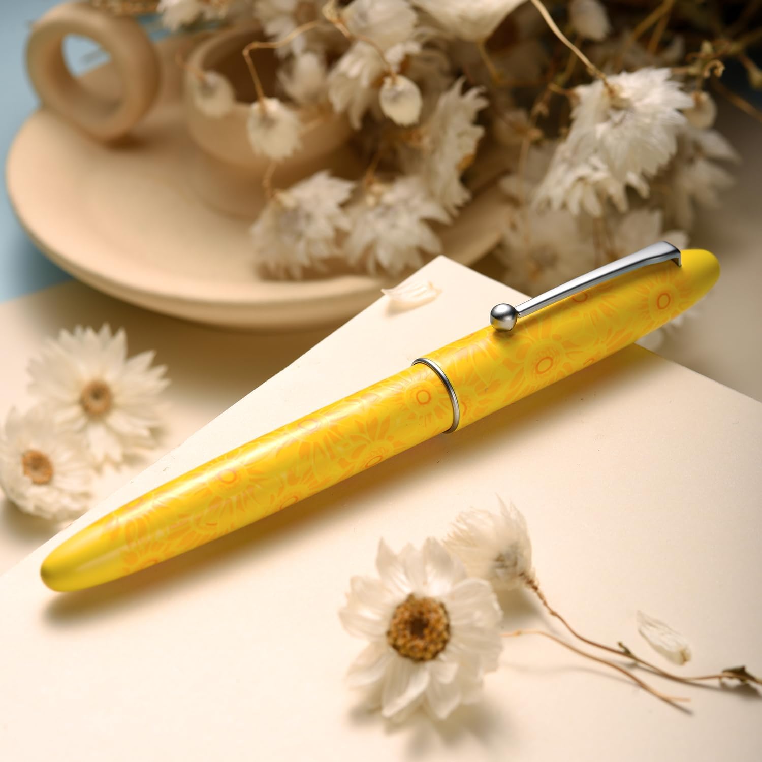 Hongdian C3 Fountain Pen Gift Idea for Women Sunflower Yellow