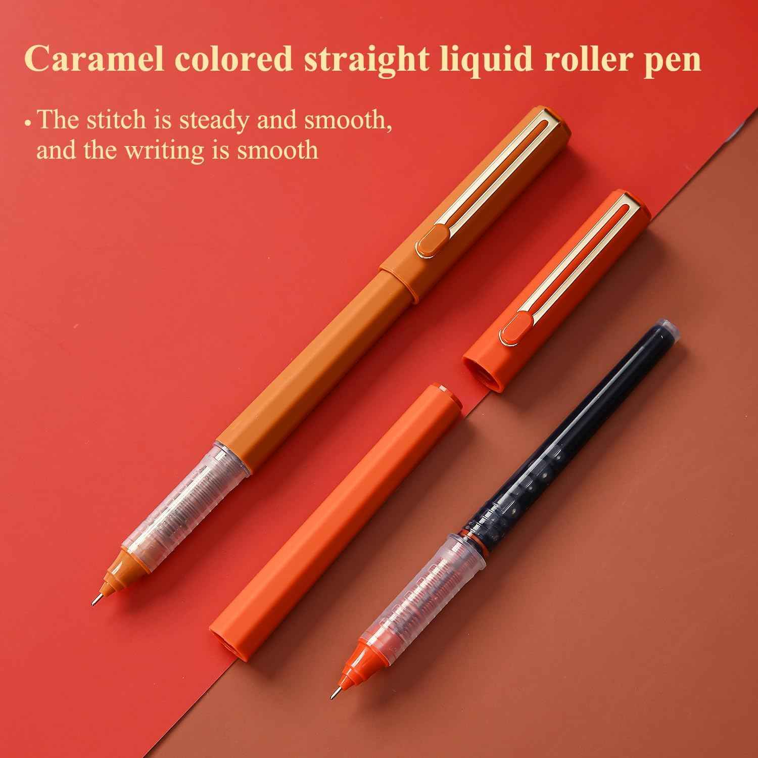 5Pcs Liquid Rollerball Pens Ultra Fine Point Black Ink,Caramel Color - TTpen