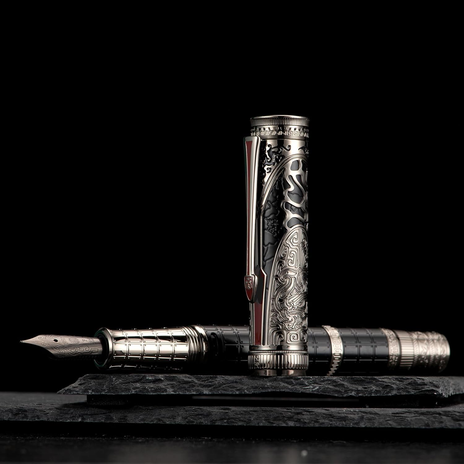 Hongdian D5 Qin Dynasty Fountain Pen Black Silver