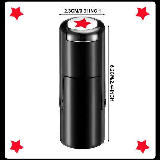 2 Pack Solid Star Print Teacher Stamps Red Ink Mini Self Inking