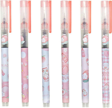 12PCS Peach Liquid Ink Juicy Fruit Quick Dry Rollerball Pens Black Ink - TTpen