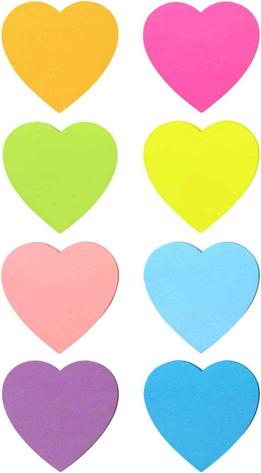 Heart Shape Sticky Notes 8 Color 75 Sheets/Pad - TTpen