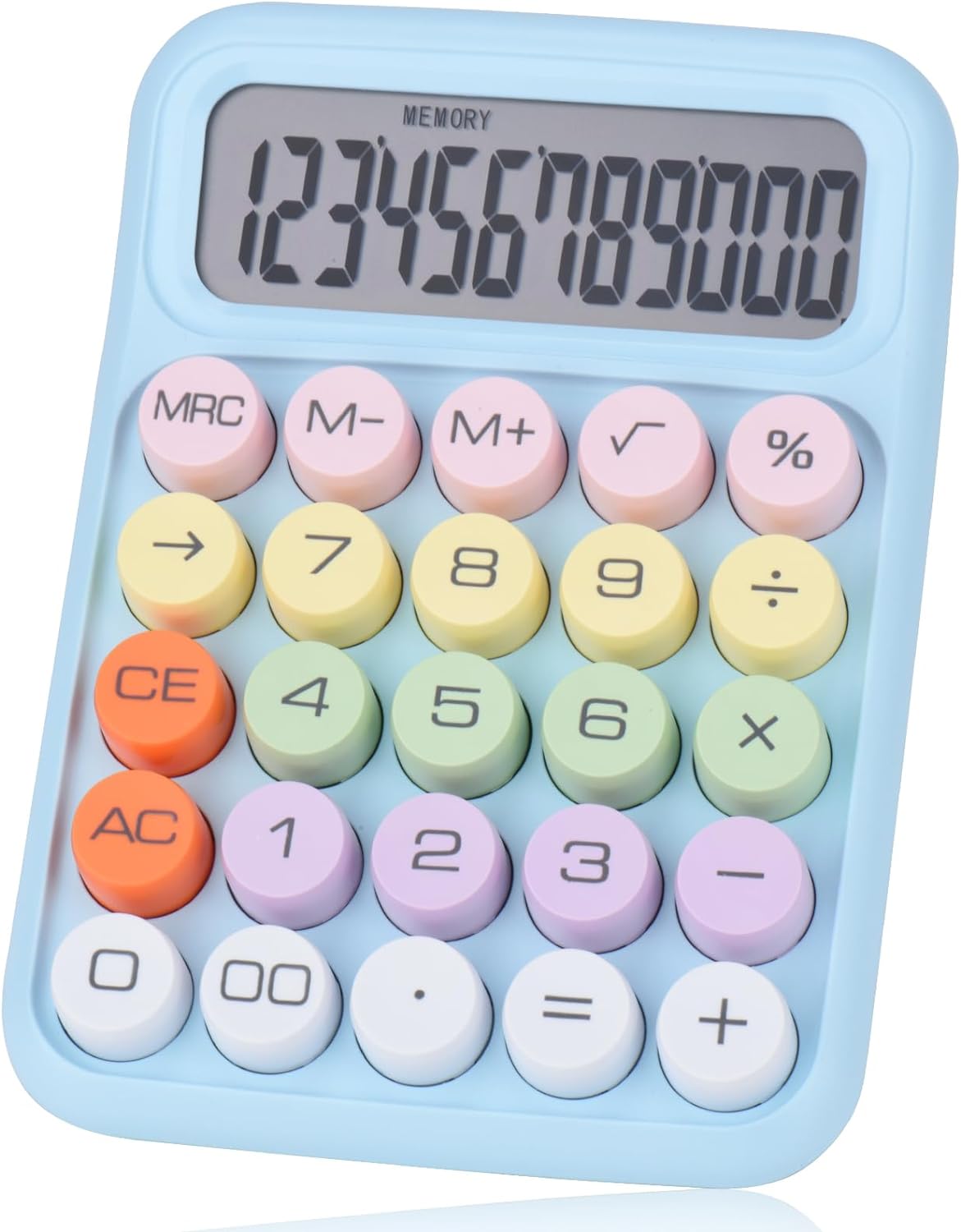 Colorful Candy Mechanical Pushbutton Calculator,12 Digit blue