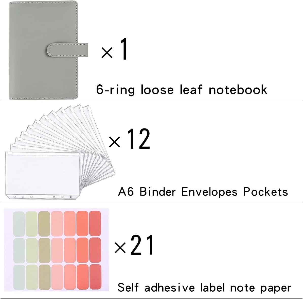 A6 Budget Binder,PU Leather with 12PCS Cash Pockets - TTpen