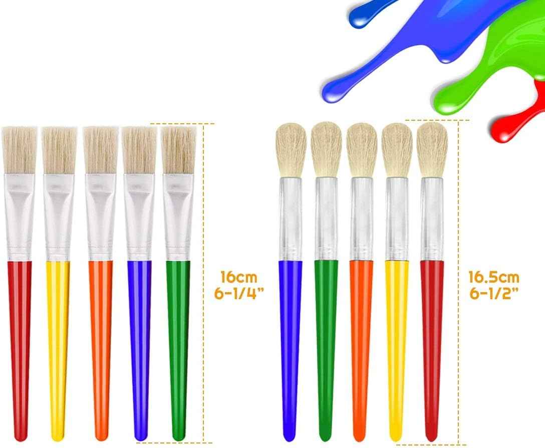 10Pcs Acrylic Paint Brushes for Preschool Kids,Round and Flat - TTpen