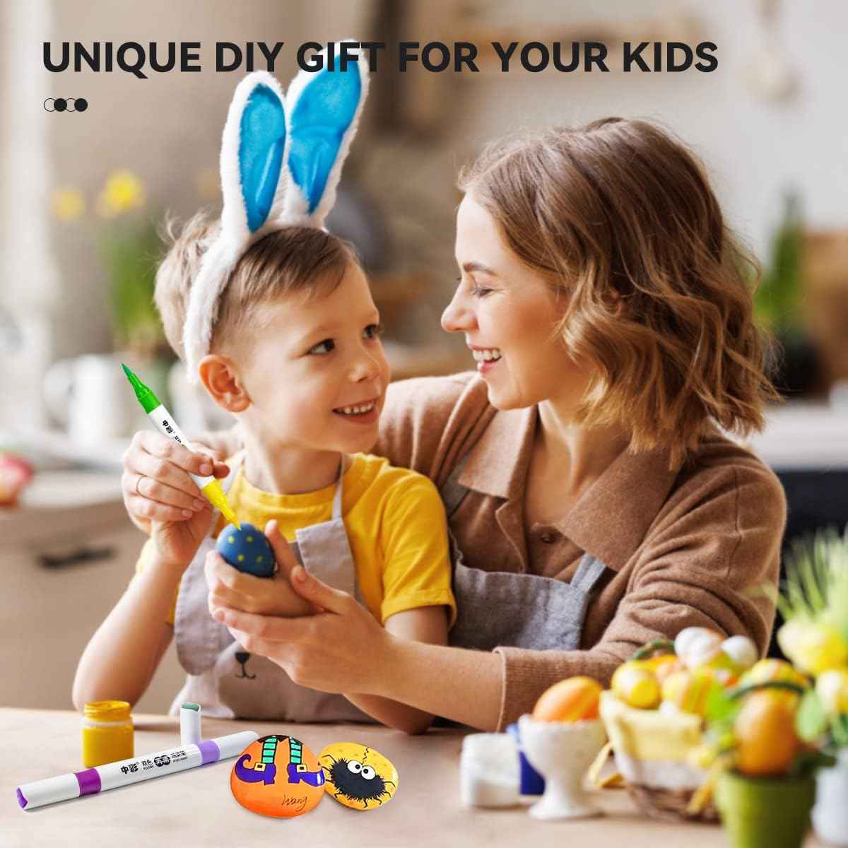 24 Colors Acrylic Paint Markers,12PCS Dual Colors Brush Paint Pens - TTpen