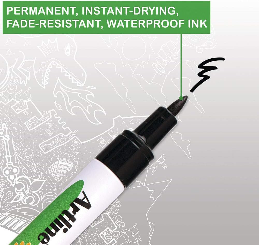 Artline Garden Markers, 0.8 mm , Black Ink , 12 Pack (EK-780)