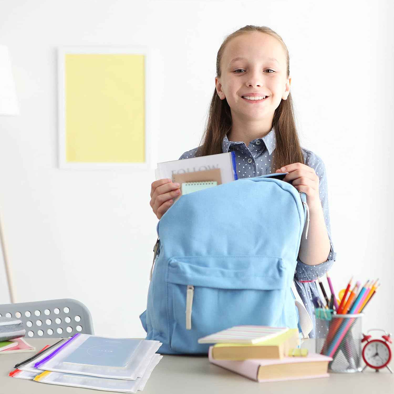 30 Pack A4 Binder Pockets 3 Holes Binder Pouches with Zipper (5 Color) - TTpen