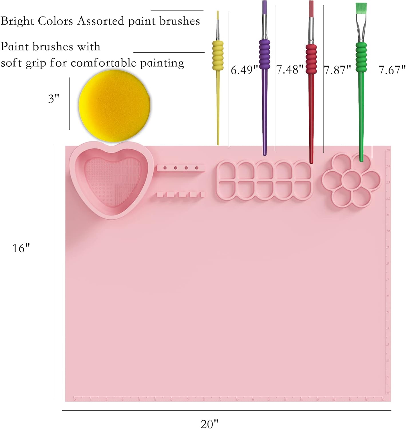 Silicone Painting Mat with Cup and Paint Holder