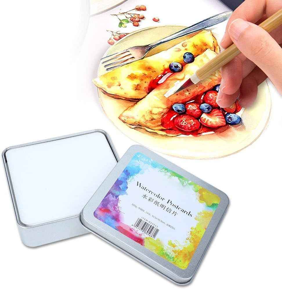 Watercolor Postcards,Paper Craft Art Supplies (Square Tin Box 24 Sheet) - TTpen