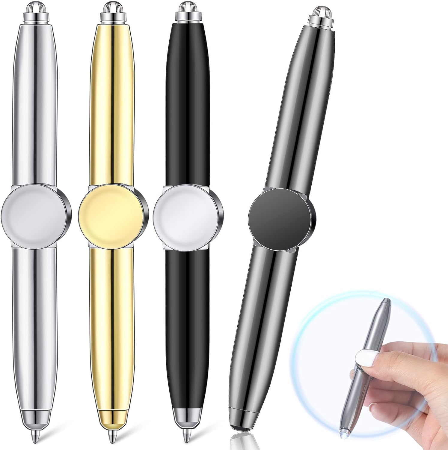Fidget Spinner Ballpoint Pen with LED Light 4 Pack 4 Mixed Color