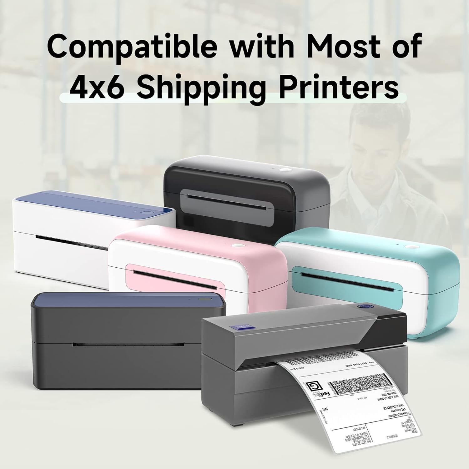 Phomemo 4"x6" Thermal Direct Shipping Label,Fan-Fold 500 Labels Blue