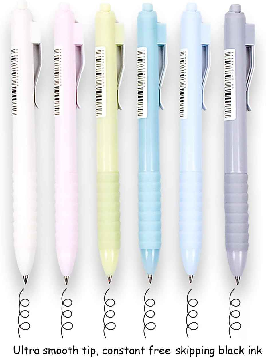 COLNK Retractable Gel Pens Black Ink,Fine Point 0.5mm 6-Count - TTpen