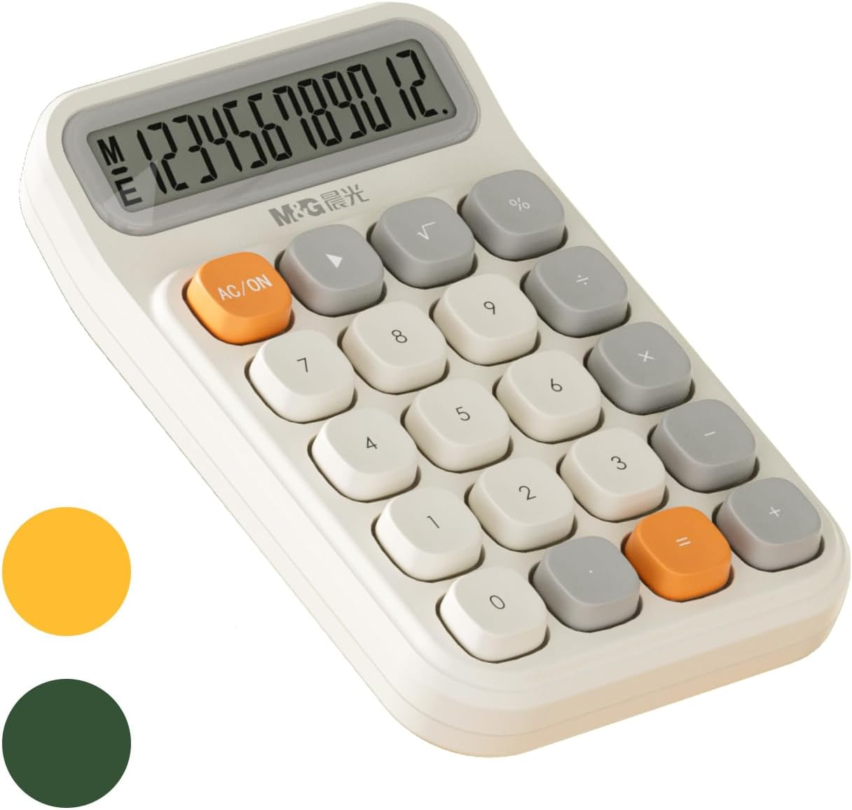 M&G Desk Calculator with Mechanical Buttons White