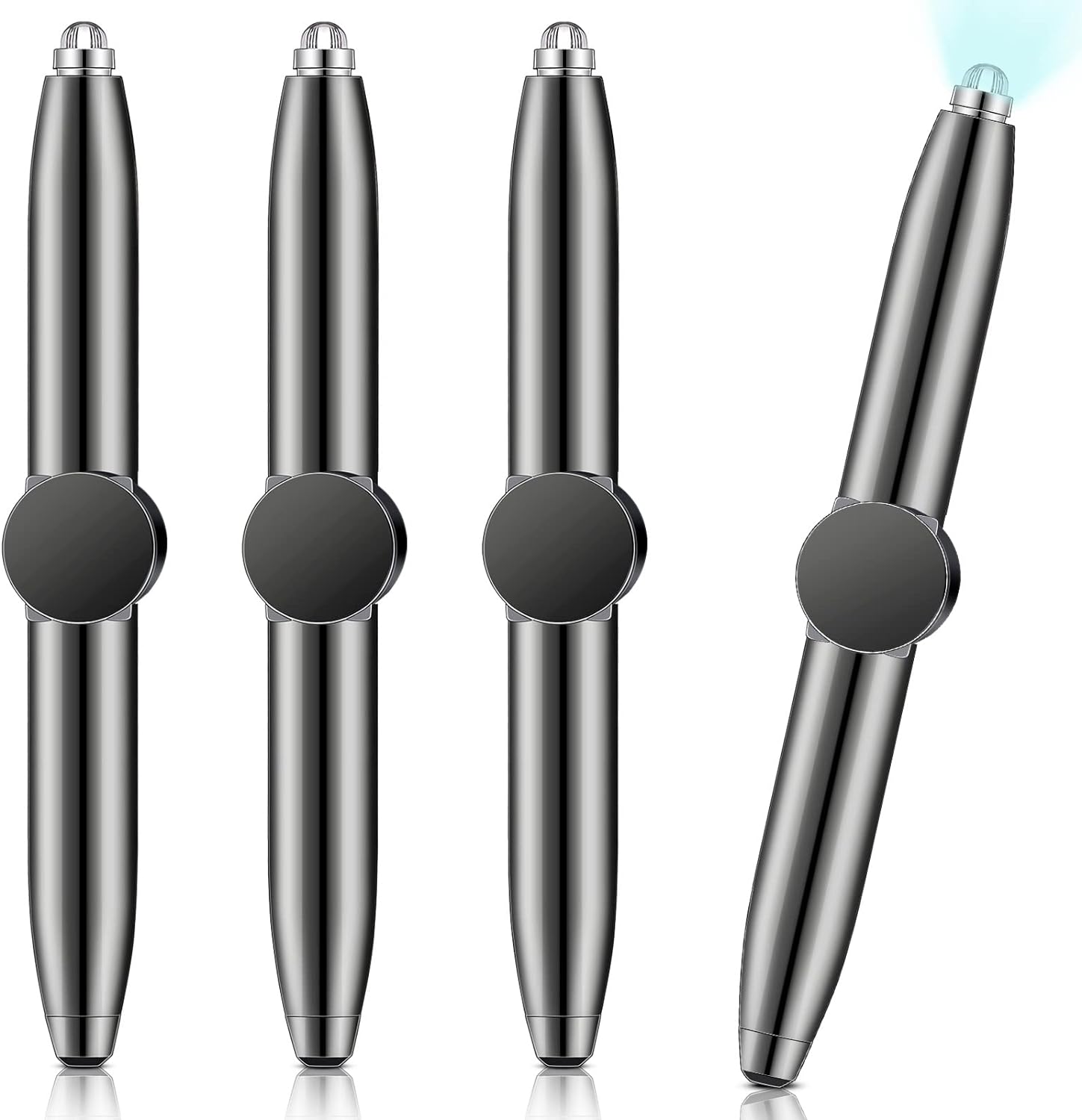 Fidget Spinner Ballpoint Pen with LED Light 4 Pack 4 Dark Grey