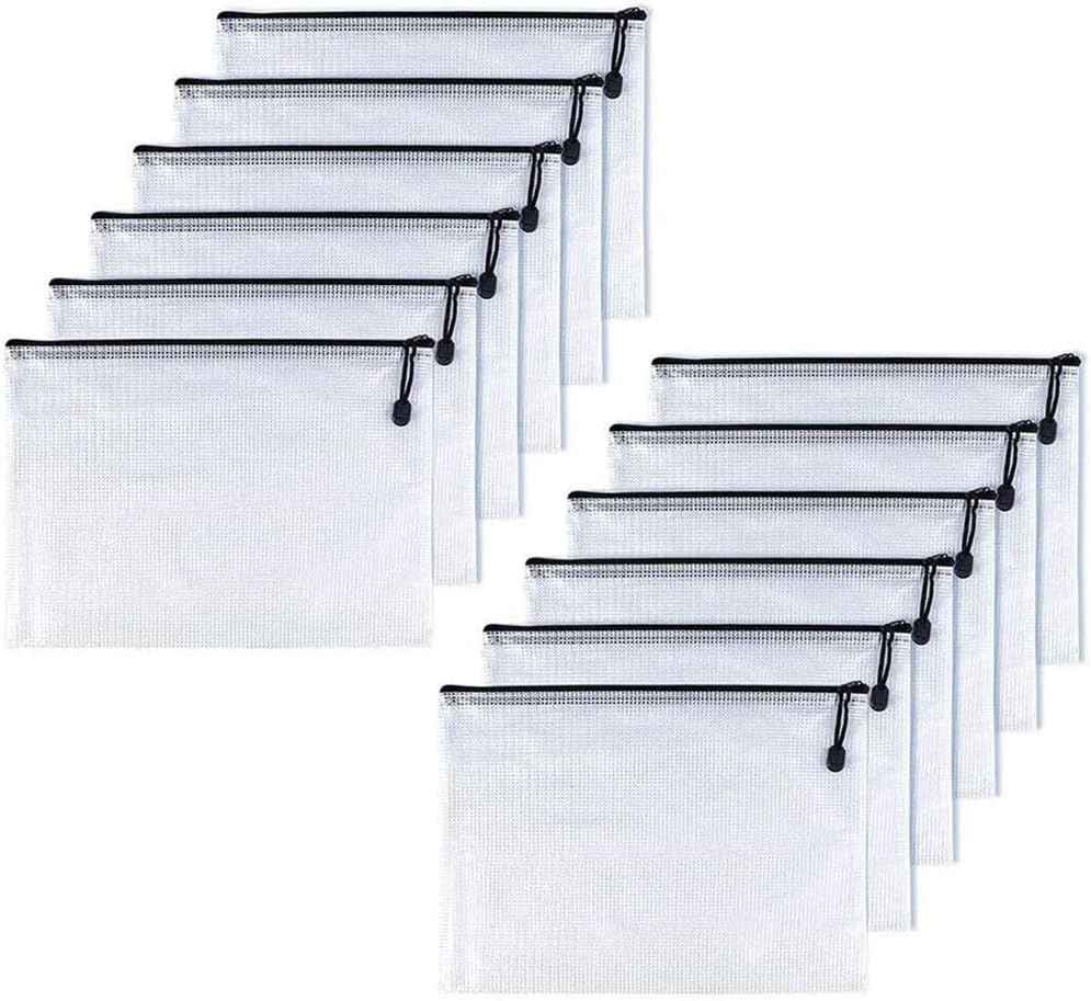 12pcs Mesh Zipper Pouch Document Folders Bag A6 A5 A4 B4 A3 - TTpen