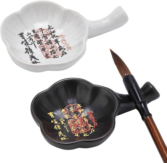 Porcelain Ink Plate Chinese Calligraphy Painting Brush Rest Holder B