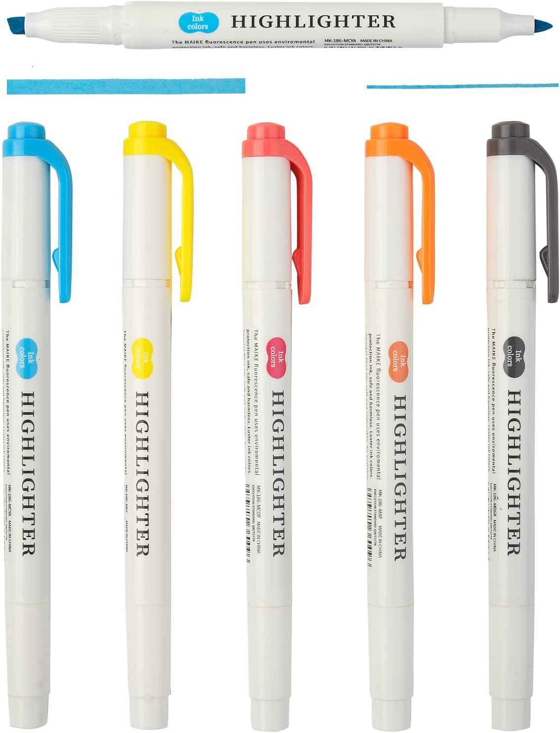 MAIKE Real Mild Pastel Highlighters 5 Friendly Colors Markers - TTpen
