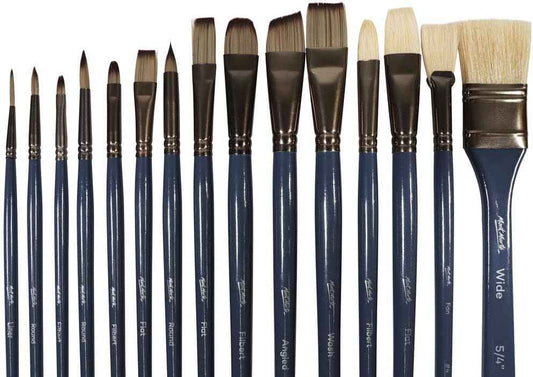 Mont Marte Premium Paint Brush Set 15 Piece,Roll Case with Magnetic Closure - TTpen