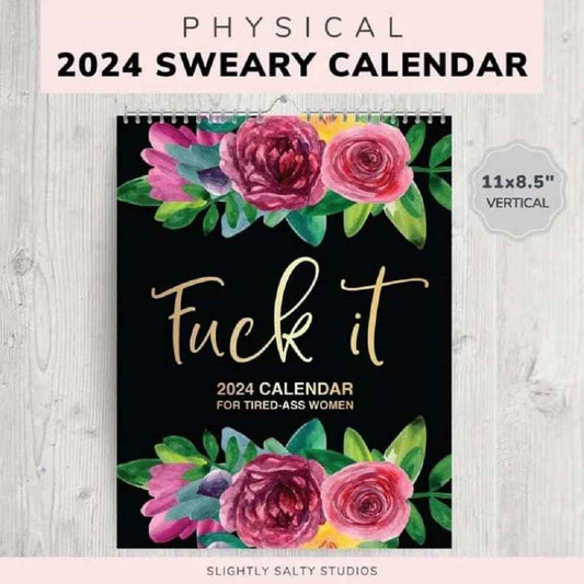 Fuck it Flower Calendar Memo,Wall 2024 Calendar for Tired-Ass Women - TTpen