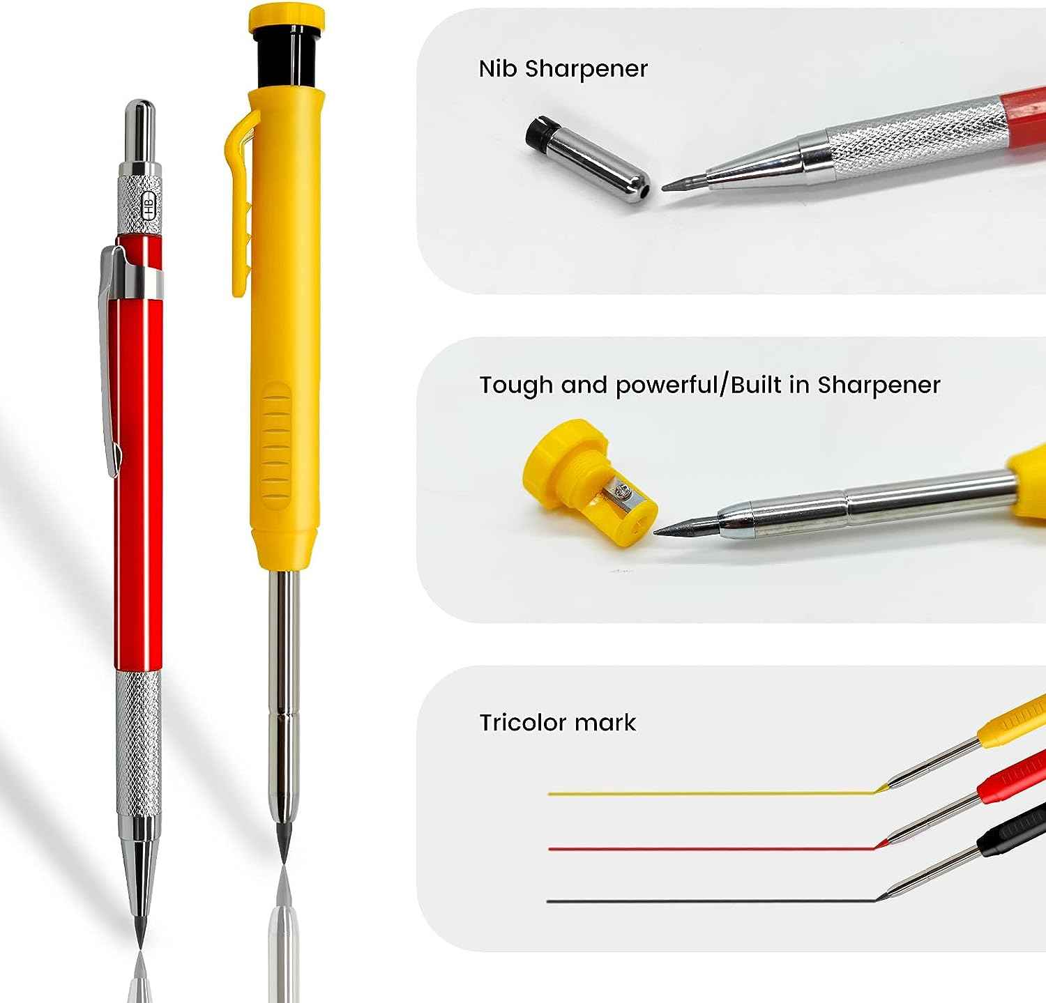 Mechanical Carpenter Pencils Set with 30 Marker Refills for Architect Construction - TTpen