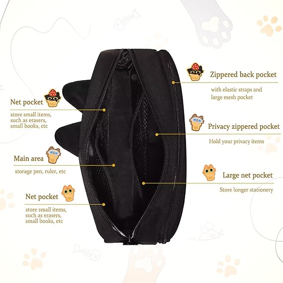 3D Cat Large Capacity Pencil Case Pouch Organizer