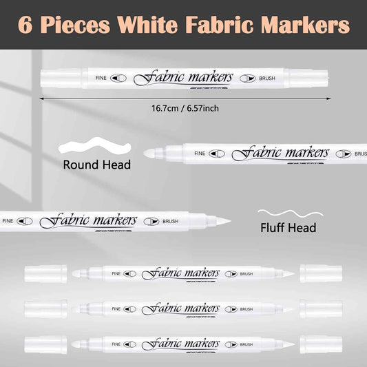Guangna 6Pcs Fabric Markers Double Ended White Black Color - TTpen