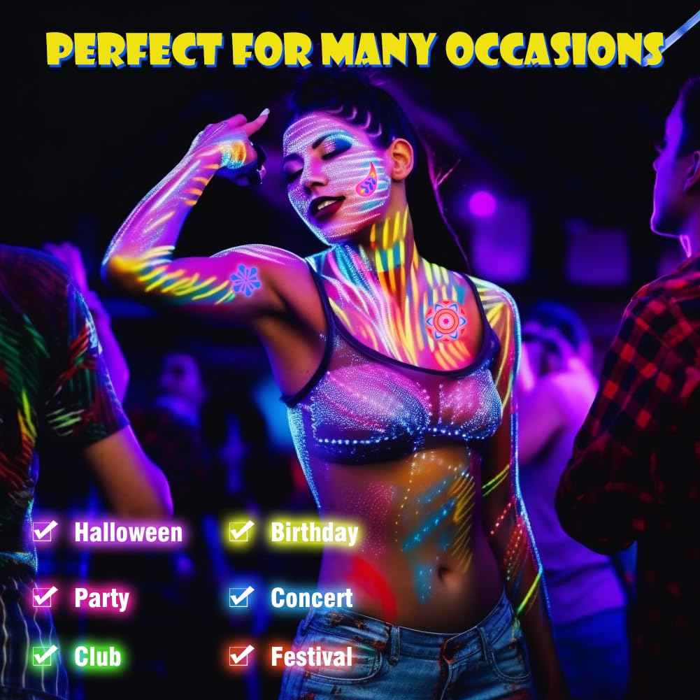 12Pcs Glow in The Black Light Dark Face Body Paint - TTpen
