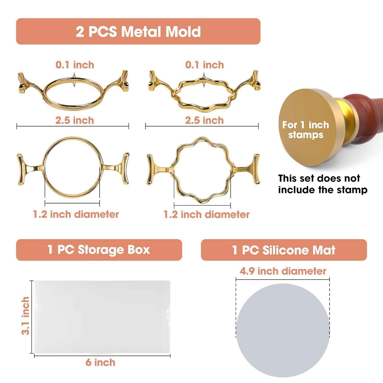 2 Metal Wax Seal Molds with Round Flower Shape,1 INCH - TTpen