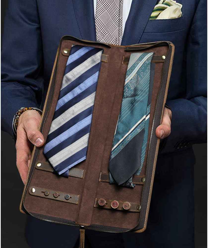 Ties Travel Case Leather Neckties Storage Box