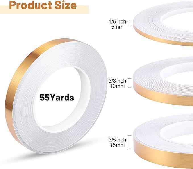 3 Rolls Self Adhesive Metalized Polyester Film Tape Gold - TTpen