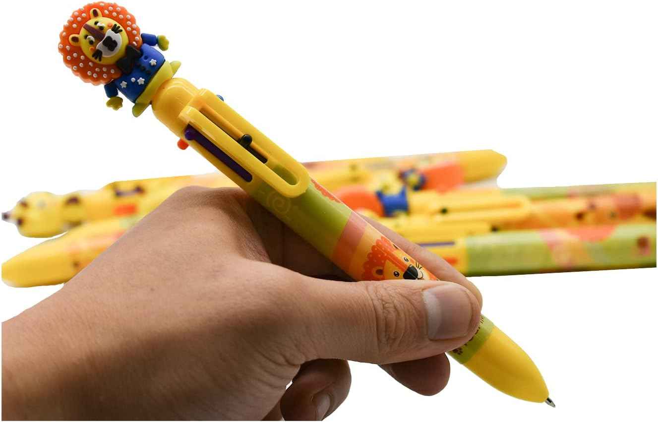 8PCS 6in1 Multicolor Ballpoint Pen Giraffe Lion For Kids Adults School - TTpen