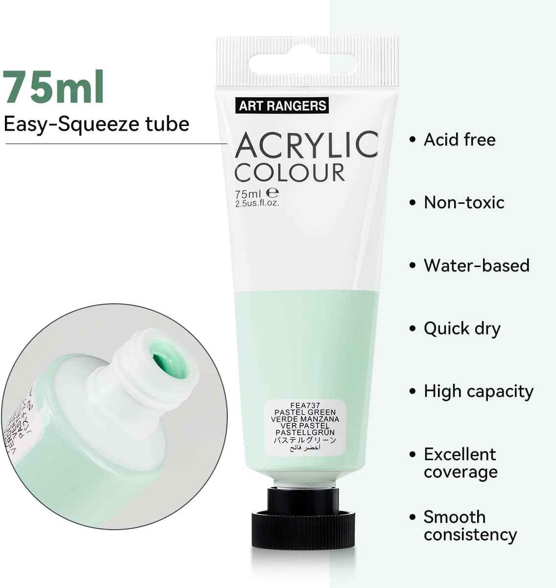 6 Acrylic Paint Art Supplies Set,75 ml Tubes,Macron Color - TTpen