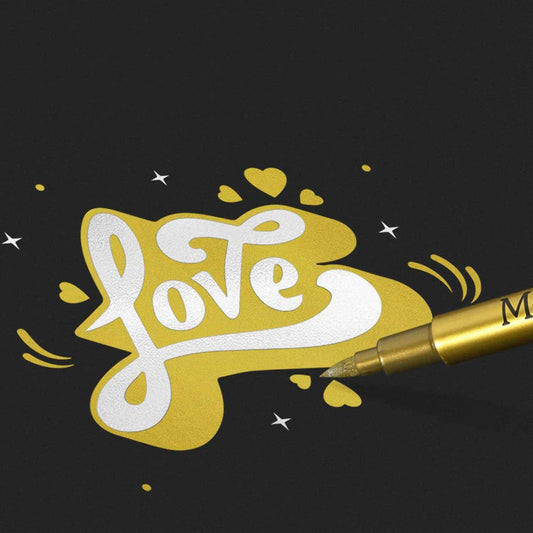 12pcs Metallic Brush Craftwork Marker Pens Gold - TTpen